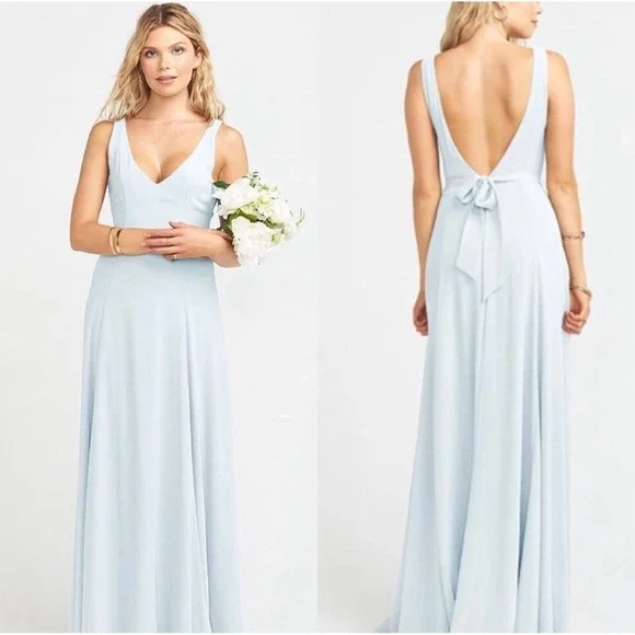 Show Me Your Mumu New Maxi Dress SMALL Jenn Icy Blue Chiffon Bridesmaids Wedding